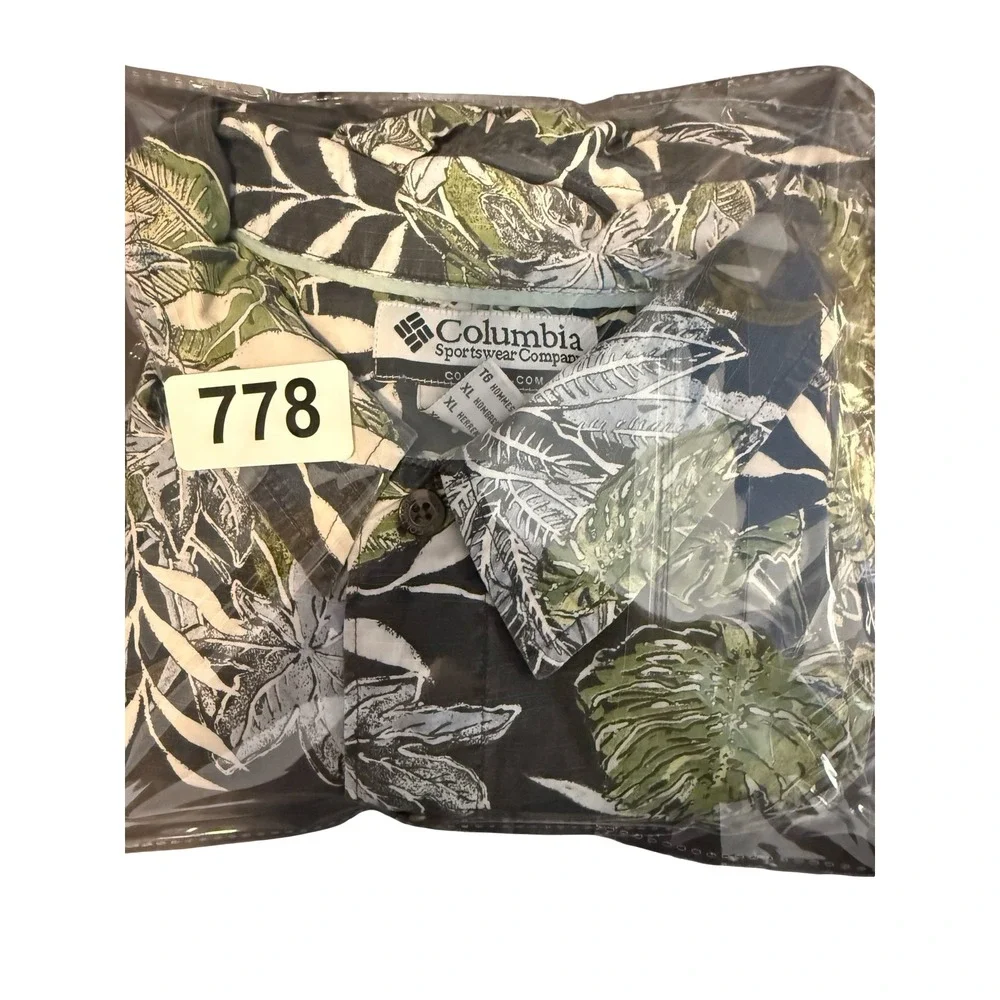 Columbia Tropical Hawaiian Shirt Floral‎ Cotton Black XL Men